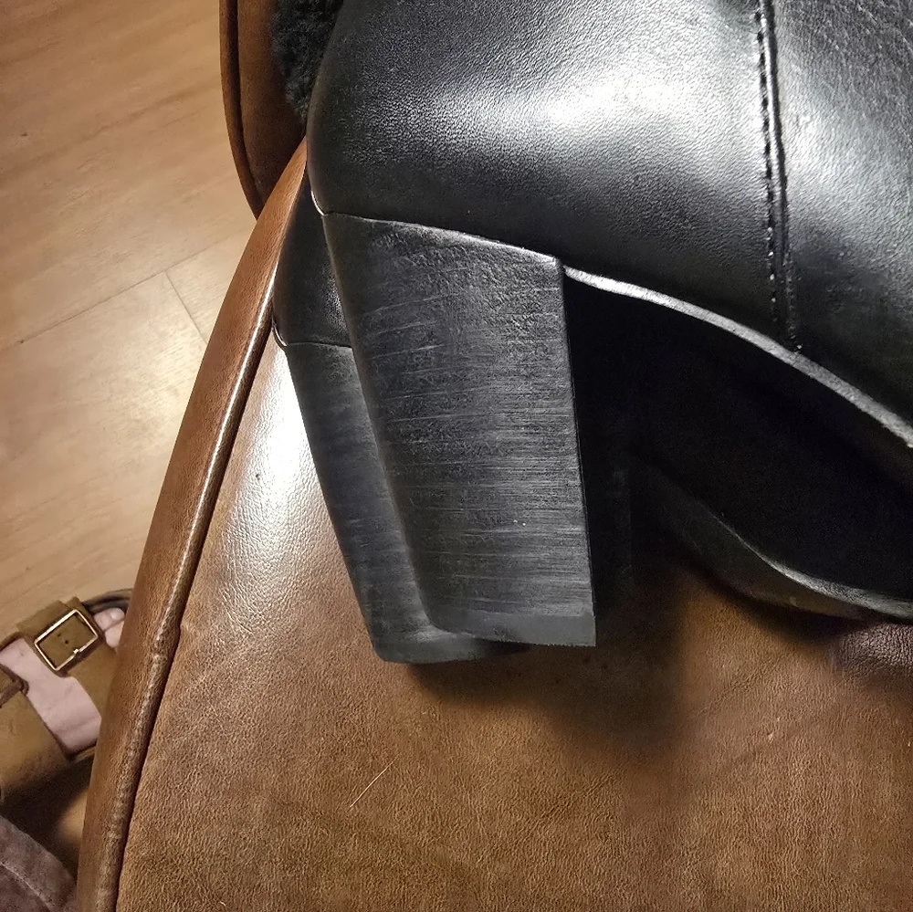 Ugg Black Ava Exposed Shearling Knee-High Boots 9.5 NWOT